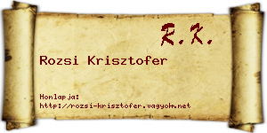 Rozsi Krisztofer névjegykártya